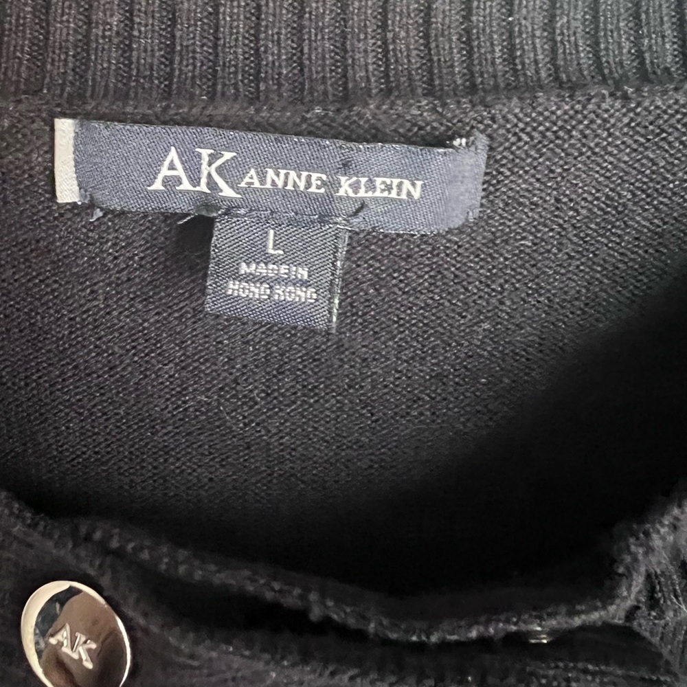 Anne Klein Black Double-Row Button Women’s Cardigan - Picture 3 of 4